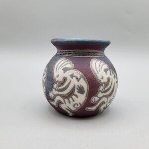 Jeremy Diller Kokopelli Raku Pottery Vessel Fertility Diety Southwestern Gift